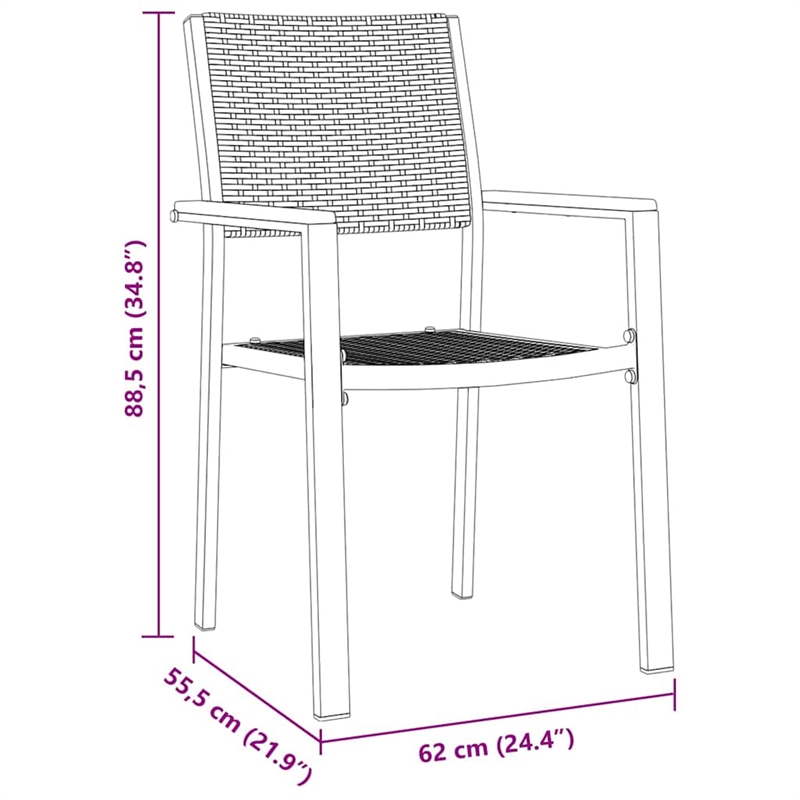 vidaXL 5 Piece Powder-Coated Steel Garden Dining Set in Black