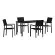 vidaXL 5 Piece Powder-Coated Steel Garden Dining Set in Black