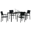 vidaXL 5 Piece Powder-Coated Steel Garden Dining Set in Black