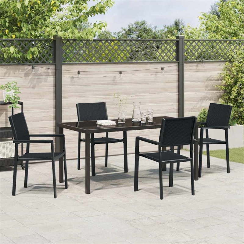 vidaXL 5 Piece Powder-Coated Steel Garden Dining Set in Black