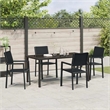 vidaXL 5 Piece Powder-Coated Steel Garden Dining Set in Black