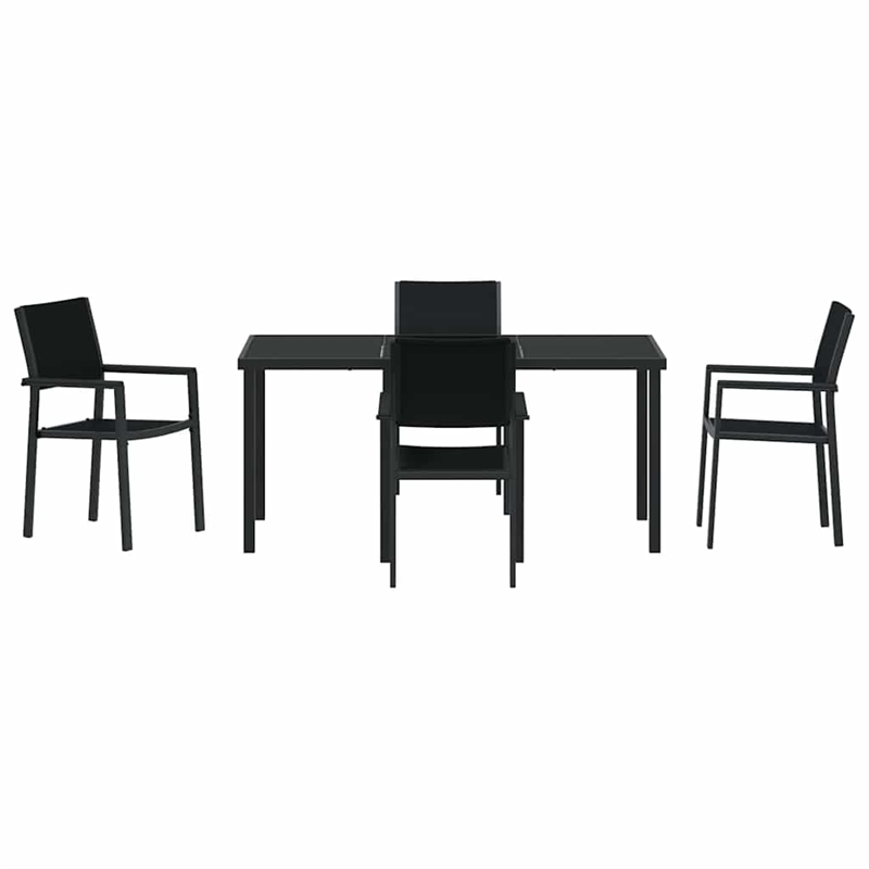 vidaXL 5 Piece Powder-Coated Steel Garden Dining Set in Black