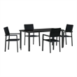 vidaXL 5 Piece Powder-Coated Steel Garden Dining Set in Black