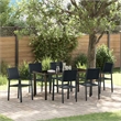 vidaXL 7 Piece Powder-Coated Steel Garden Dining Set in Black