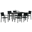 vidaXL 7 Piece Powder-Coated Steel Garden Dining Set in Black