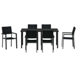 vidaXL 7 Piece Powder-Coated Steel Garden Dining Set in Black