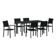 vidaXL 7 Piece Powder-Coated Steel Garden Dining Set in Black