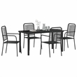 vidaXL 5 Piece Powder-Coated Steel Garden Dining Set in Black