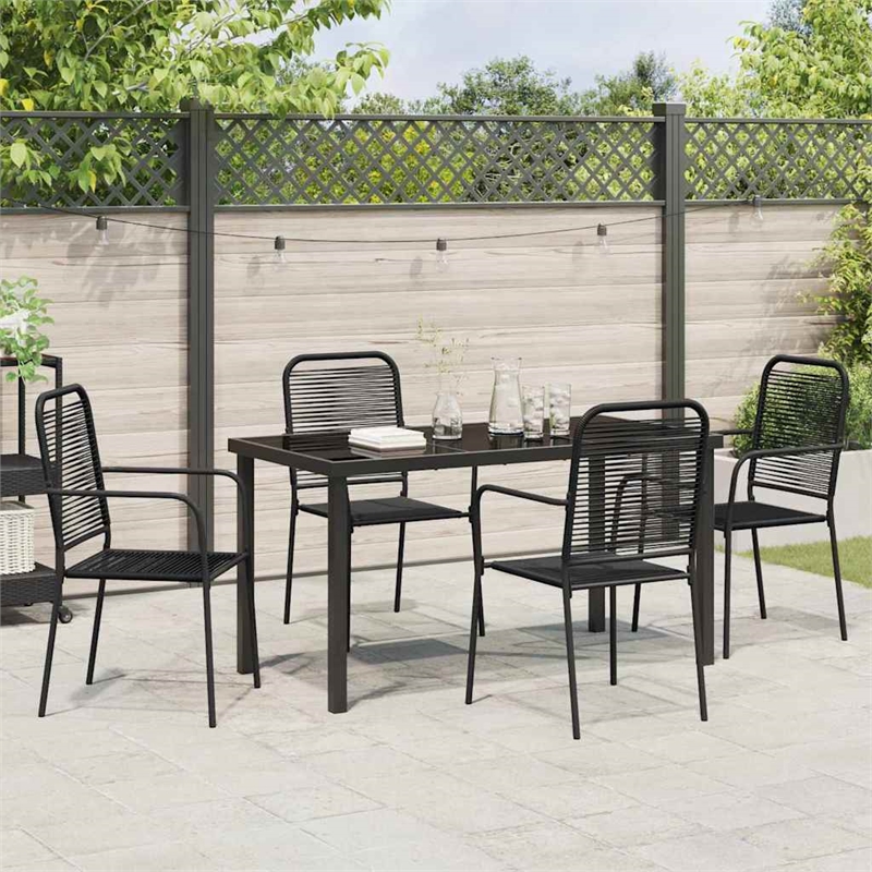 vidaXL 5 Piece Powder-Coated Steel Garden Dining Set in Black
