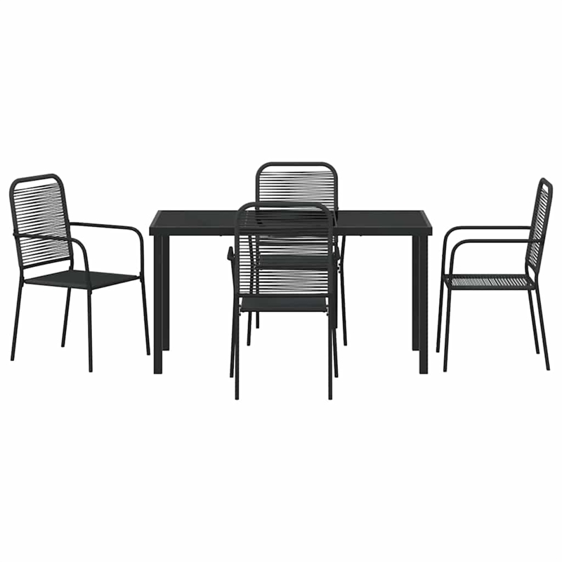 vidaXL 5 Piece Powder-Coated Steel Garden Dining Set in Black
