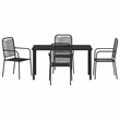 vidaXL 5 Piece Powder-Coated Steel Garden Dining Set in Black