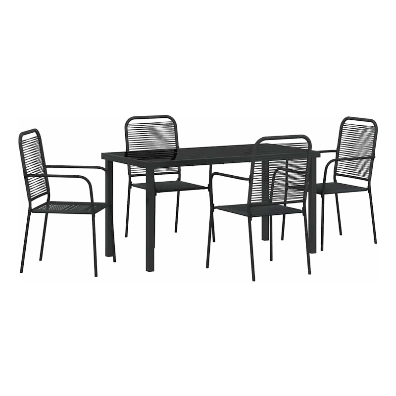 vidaXL 5 Piece Powder-Coated Steel Garden Dining Set in Black