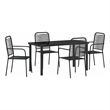 vidaXL 5 Piece Powder-Coated Steel Garden Dining Set in Black