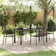 vidaXL 5 Piece Powder-Coated Steel Garden Dining Set in Black