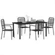 vidaXL 5 Piece Powder-Coated Steel Garden Dining Set in Black