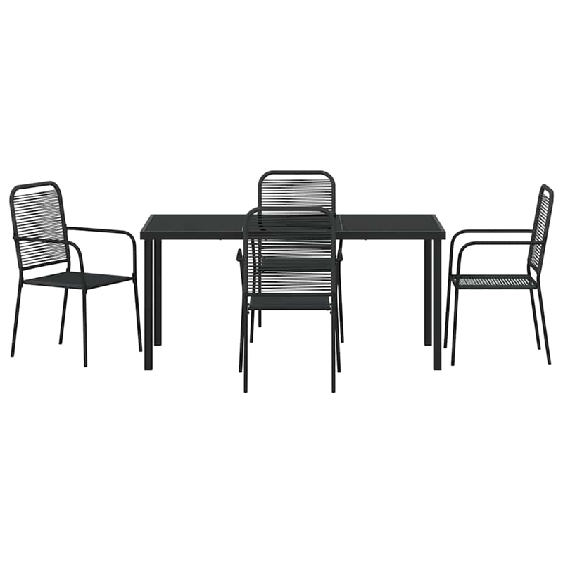 vidaXL 5 Piece Powder-Coated Steel Garden Dining Set in Black