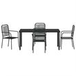 vidaXL 5 Piece Powder-Coated Steel Garden Dining Set in Black