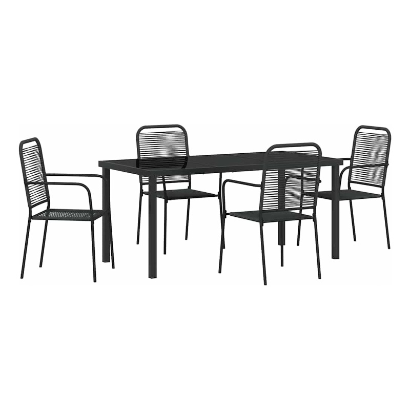 vidaXL 5 Piece Powder-Coated Steel Garden Dining Set in Black