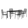 vidaXL 5 Piece Powder-Coated Steel Garden Dining Set in Black