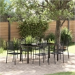 vidaXL 7 Piece Powder-Coated Steel Garden Dining Set in Black