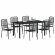 vidaXL 7 Piece Powder-Coated Steel Garden Dining Set in Black