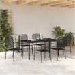 vidaXL 7 Piece Powder-Coated Steel Garden Dining Set in Black