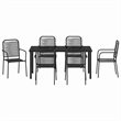 vidaXL 7 Piece Powder-Coated Steel Garden Dining Set in Black