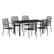 vidaXL 7 Piece Powder-Coated Steel Garden Dining Set in Black