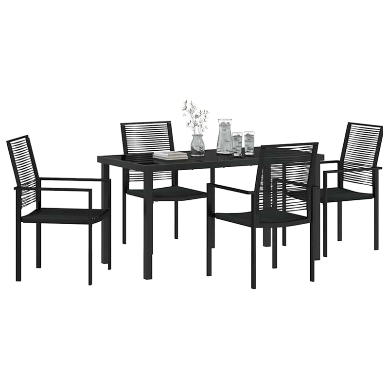 vidaXL 5 Piece Powder-Coated Steel Garden Dining Set in Black