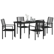 vidaXL 5 Piece Powder-Coated Steel Garden Dining Set in Black