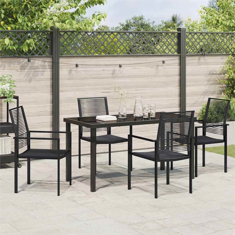 vidaXL 5 Piece Powder-Coated Steel Garden Dining Set in Black