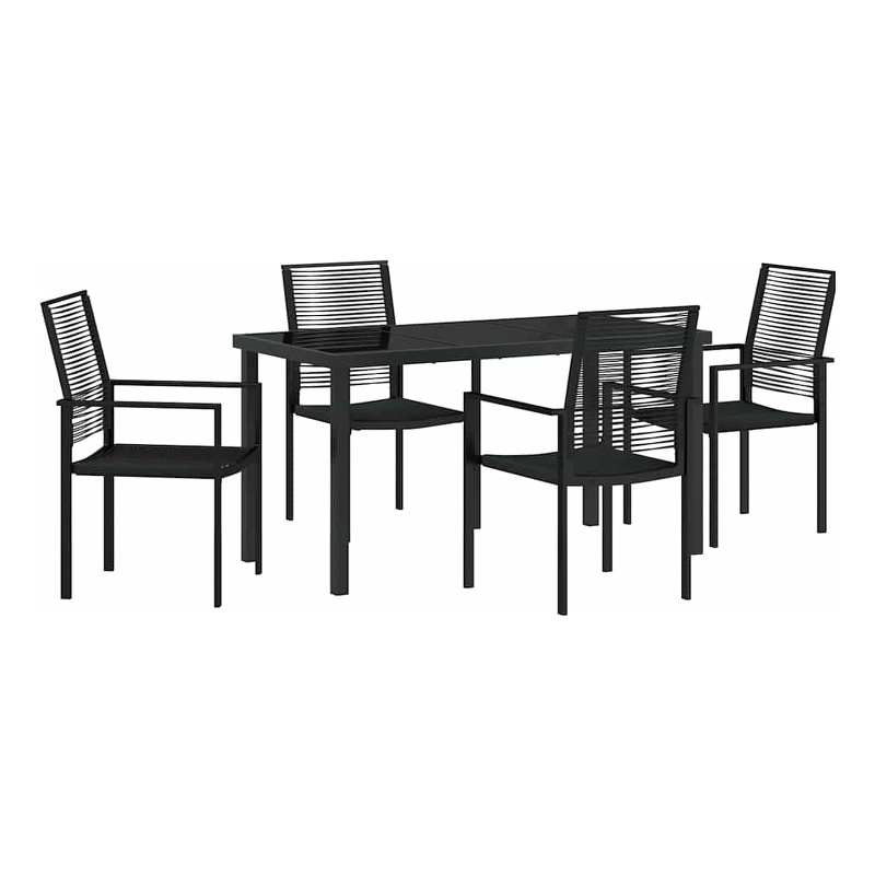 vidaXL 5 Piece Powder-Coated Steel Garden Dining Set in Black