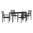 vidaXL 5 Piece Powder-Coated Steel Garden Dining Set in Black