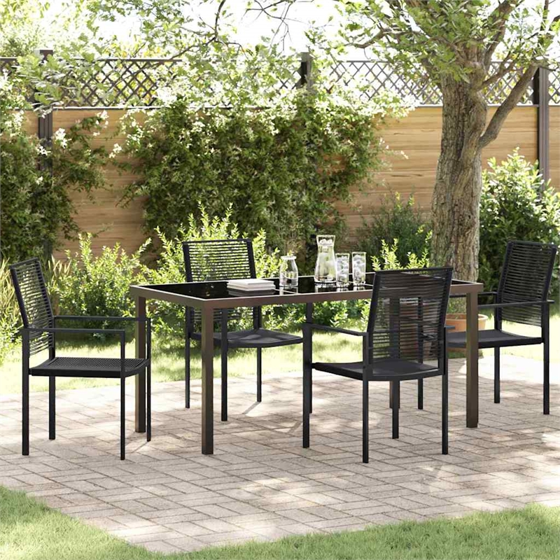 vidaXL 5 Piece Powder-Coated Steel Garden Dining Set in Black