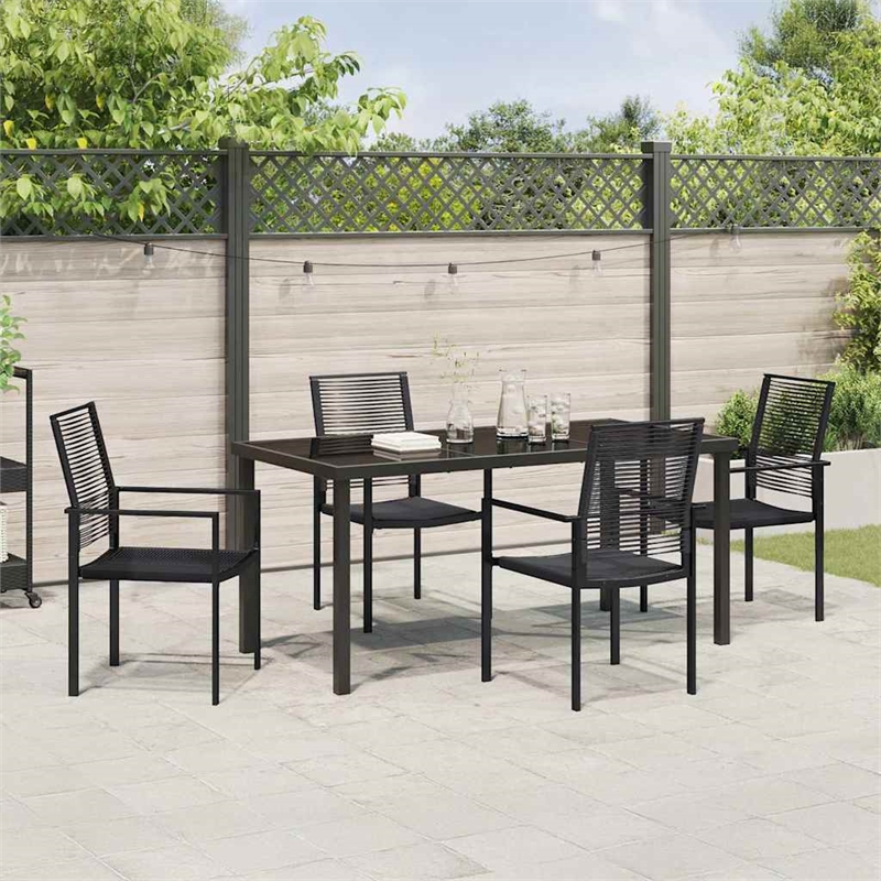 vidaXL 5 Piece Powder-Coated Steel Garden Dining Set in Black
