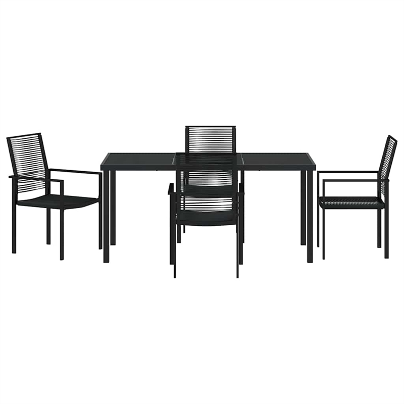 vidaXL 5 Piece Powder-Coated Steel Garden Dining Set in Black