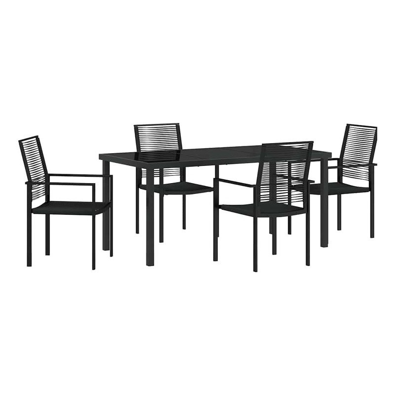 vidaXL 5 Piece Powder-Coated Steel Garden Dining Set in Black
