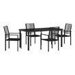 vidaXL 5 Piece Powder-Coated Steel Garden Dining Set in Black