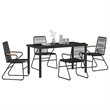 vidaXL 5 Piece Powder-Coated Steel Garden Dining Set in Black