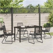 vidaXL 5 Piece Powder-Coated Steel Garden Dining Set in Black