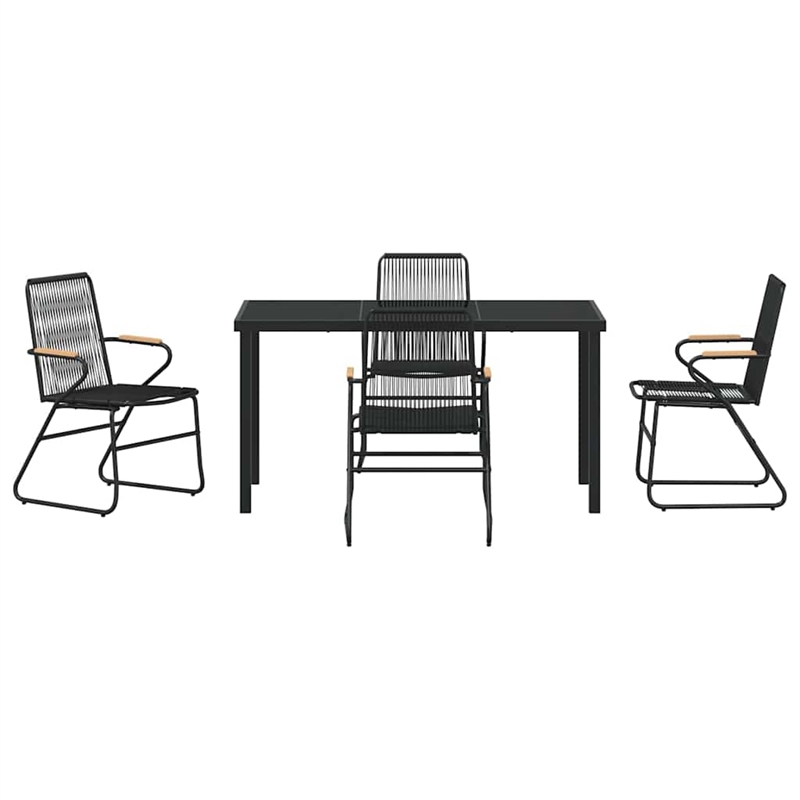 vidaXL 5 Piece Powder-Coated Steel Garden Dining Set in Black