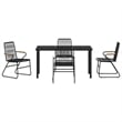 vidaXL 5 Piece Powder-Coated Steel Garden Dining Set in Black