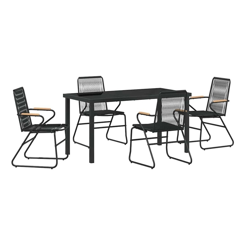 vidaXL 5 Piece Powder-Coated Steel Garden Dining Set in Black