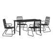 vidaXL 5 Piece Powder-Coated Steel Garden Dining Set in Black