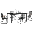vidaXL 5 Piece Powder-Coated Steel Garden Dining Set in Black
