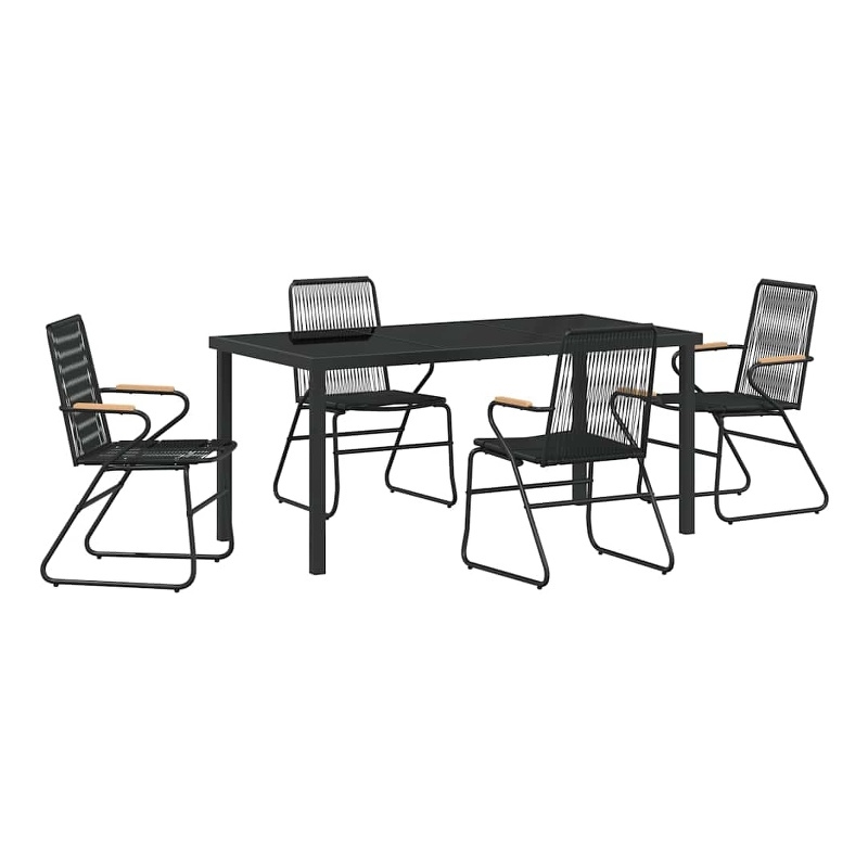 vidaXL 5 Piece Powder-Coated Steel Garden Dining Set in Black