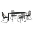 vidaXL 5 Piece Powder-Coated Steel Garden Dining Set in Black