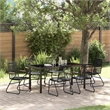 vidaXL 7 Piece Powder-Coated Steel Garden Dining Set in Black