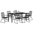 vidaXL 7 Piece Powder-Coated Steel Garden Dining Set in Black