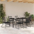 vidaXL 7 Piece Powder-Coated Steel Garden Dining Set in Black